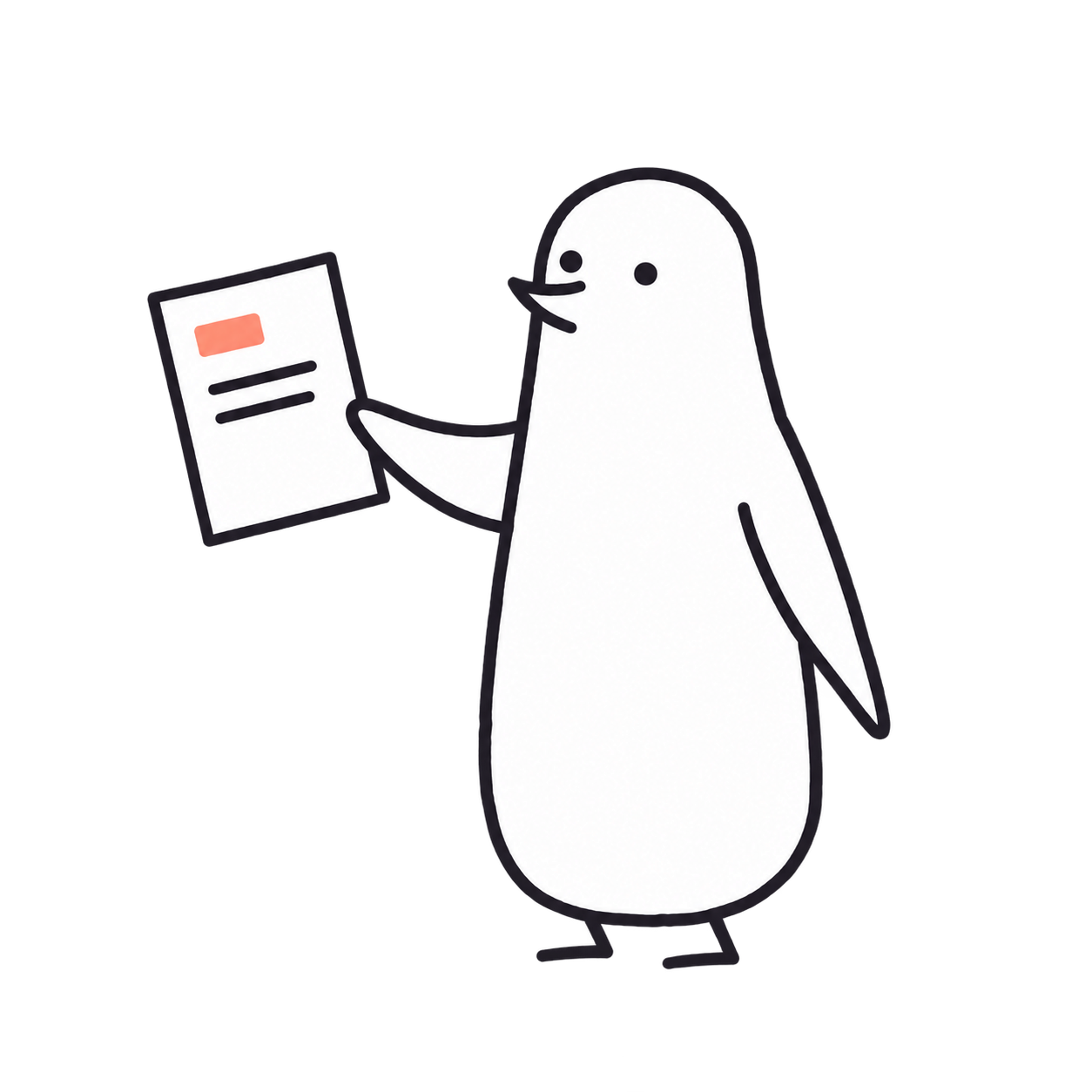 無料のワークシートを差し出すパーチペンギン